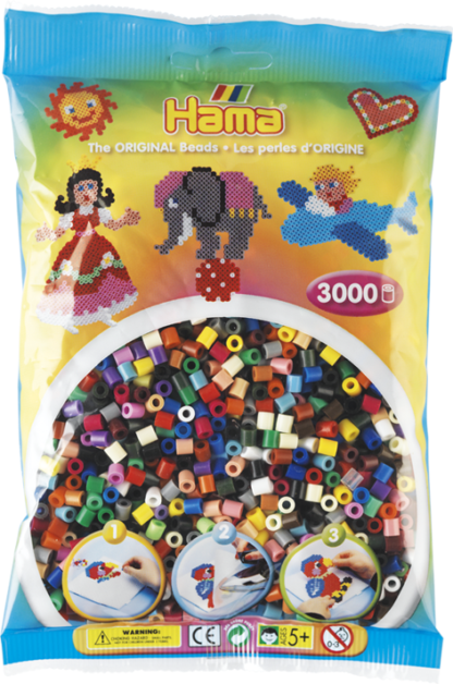Hama Bügelperlen Midi Vollton Gemischt Dunkel 3000 Stück