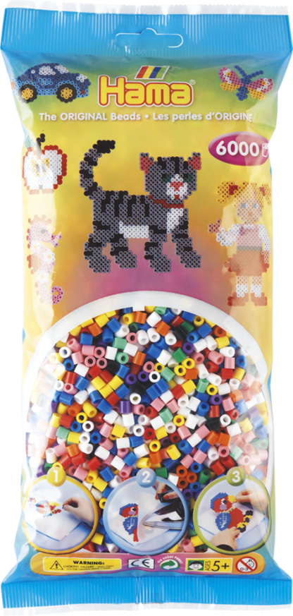 Hama Bügelperlen Midi Vollton Gemischt Hell 6000 Stück